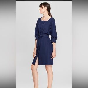 Prologue Elegant Navy Blue 3/4 Sleeve Square Neck Belted Dress Size XXL NWT